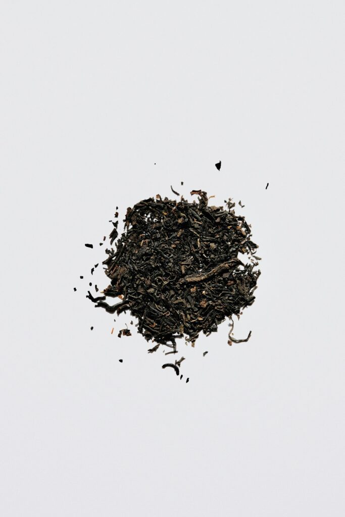 Dried black tea leaves ready for grading and packing